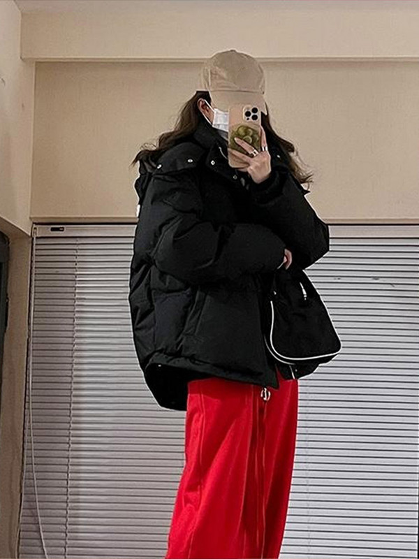 Deblji zimski kaput Ženska dolčevita s dugim rukavima Opuštena ženska jakna s kapuljačom 2023. Ulična jednobojna pamučna topla ženska parka