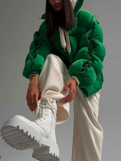 Zimske jakne za žene 2023. Debela topla široka modna prošivena jakna Ženska zamjena High Street zelena široka pufer kaput