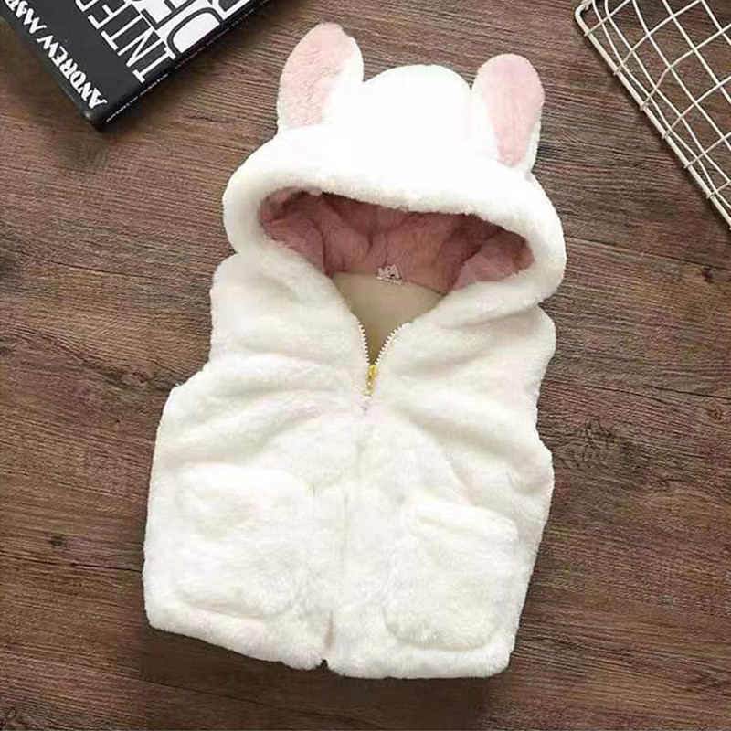 Slatki zec Plišani prsluk od umjetnog krzna za djevojčice Proljeće Jesen Kaput za novorođenče Jakna s kapuljačom Dječja odjeća za malu djecu Ležerna odjeća