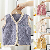 Jauns dizains Bērnu vilnas veste mēteļi V veida kakla izgriezumā Moderns, moderns, biezs, silts āra apģērbs Maziem zēniem ikdienišķs, brīvs, mīksts jaciņš