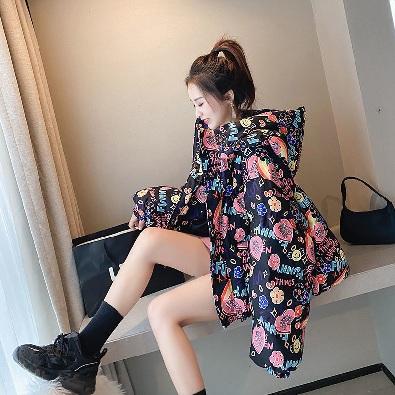 Ženske donje jakne Bubble Coats Graffiti White Duck Down 90% Zimski patentni zatvarači Debeli korejski Ladylike djevojačke donje jakne Slatke