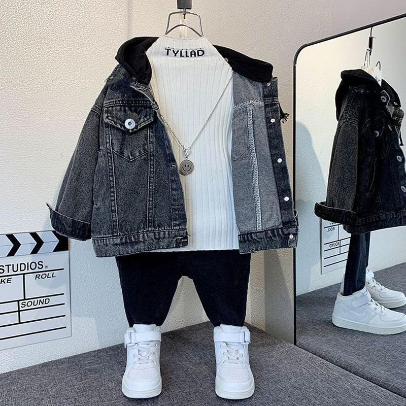 Jachete de blugi pentru băieți de primăvară, toamnă, îmbrăcăminte exterioară cu glugă pentru copii mici, haine casual pentru copii TZ516