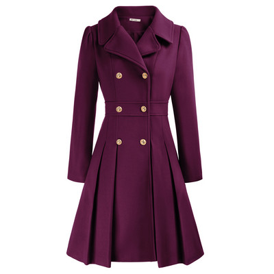 GRACE KARIN Ženski trenč kaput s dvostrukim kopčanjem, vuneni plašt, jakna s džepovima, kaput iznad koljena