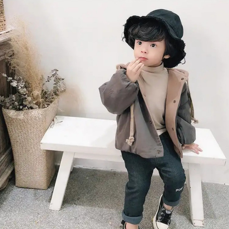 Palton pentru băieți 2021, toamnă, nou, mozaic, cu glugă, ocazional pentru copii, simplu, coreean, toamnă iarnă, îmbrăcăminte reversabilă
