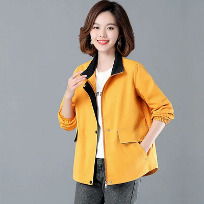 2023. Ženska kratka jakna Proljeće Jesen Nova ležerna vjetrovka Ženska samostojeća ovratnica Osnovni kaput Jakna s džepovima na patentni zatvarač Gornja odjeća