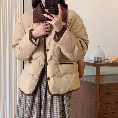 Korejska verzija lagane pamučne jakne na rever Ženska ležerna pamučna jakna kratkog dijela Ženska zimska ženska odjeća