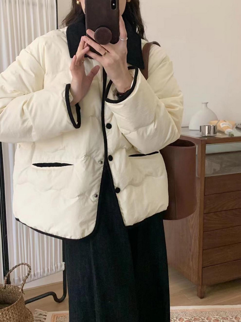 Korejska verzija lagane pamučne jakne na rever Ženska ležerna pamučna jakna kratkog dijela Ženska zimska ženska odjeća