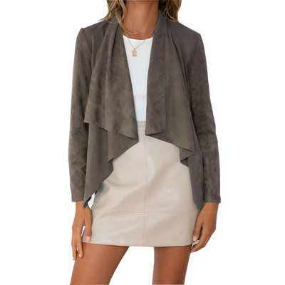 Sako jesen zima Ženska modna široka ležerna jakna Kardigan Jednobojna ulična odjeća od imitacije baršuna na rever Žensko odijelo Uredski kaput