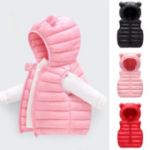 Dječji topli prsluk s kapuljačom za dječake, djevojčice Jednobojni pamučni mekani prsluk Zimska dječja gornja odjeća bez rukava Odjeća za malu djecu