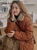 Jachetă din bumbac pentru femei în carouri în mozaic coreean, cu mânecă lungă, cu fermoar, cu buzunar cu nasturi, jachetă pentru femei, toamnă iarnă, paltoane pentru doamnă