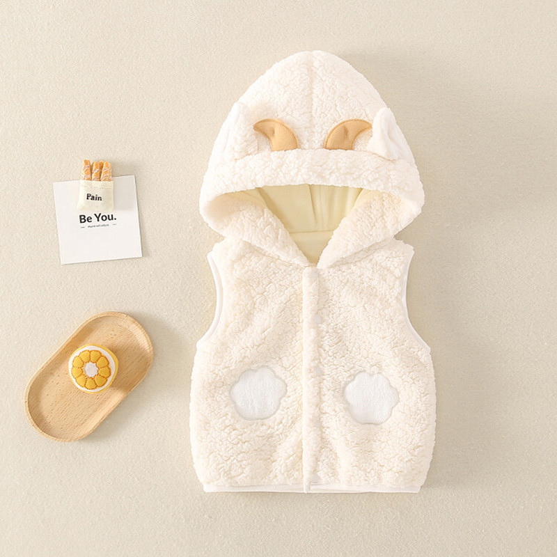 Păstrați-vă cald toamna iarnă jachetă fără mâneci pentru fete băieți drăguț animal cu glugă vestă noua modă de pluș îmbrăcăminte exterioară vestă pentru bebeluși 0-4 ani