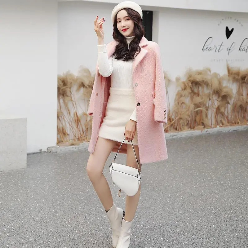 2023. Zimski novi ženski zlatni mink dolje Ženski zimski deblji vuneni kaput srednje dužine Odjeća Temperament Ženski gornji kaput