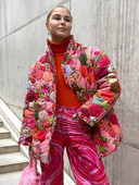 Apdrukāta Fungus Sieviešu kokvilnas polsterēta jaka mētelis brīvs, vienrindas modes jakas Sieviešu topi ar garām piedurknēm rudens mēteļi