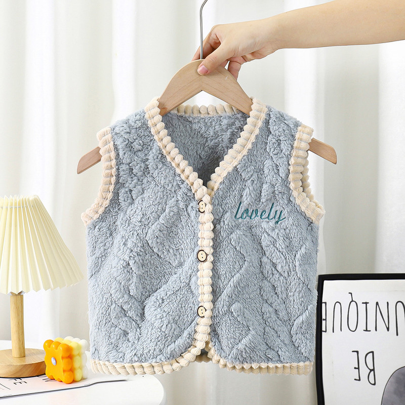 Novi topli jednobojni svestrani prsluk Kardigan Djeca Dječaci Djevojčice Ležerni široki kaputi bez rukava Plišana i deblja mekana gornja odjeća za dojenčad