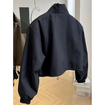 Deeptown Vintage Crop Jacket Дамско корейско Dongdaemun есен 2023 Улична ветровка Черно късо яке Ежедневно японско Y2k