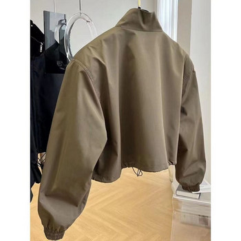 Deeptown Vintage Crop Jacket Дамско корейско Dongdaemun есен 2023 Улична ветровка Черно късо яке Ежедневно японско Y2k