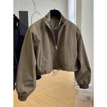 Deeptown Vintage Crop Jacket Дамско корейско Dongdaemun есен 2023 Улична ветровка Черно късо яке Ежедневно японско Y2k