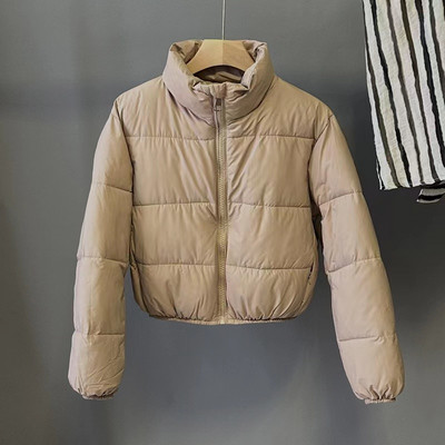 2023 m. Nauja rudens žiemos trumpa parko striukė Moteriška šilta užtrauktuku Laisvas pūkinis paltas Moteriška medvilninė striukė Tvirta, stora, atspari vėjui, viršutinė striukė