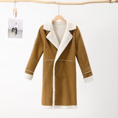 Kaput od umjetne janjeće vune Ženske kapute s dugim rukavima Jesen Zima 2023. Ženski kaputi s dugim rukavima Vintage Trenč jakne