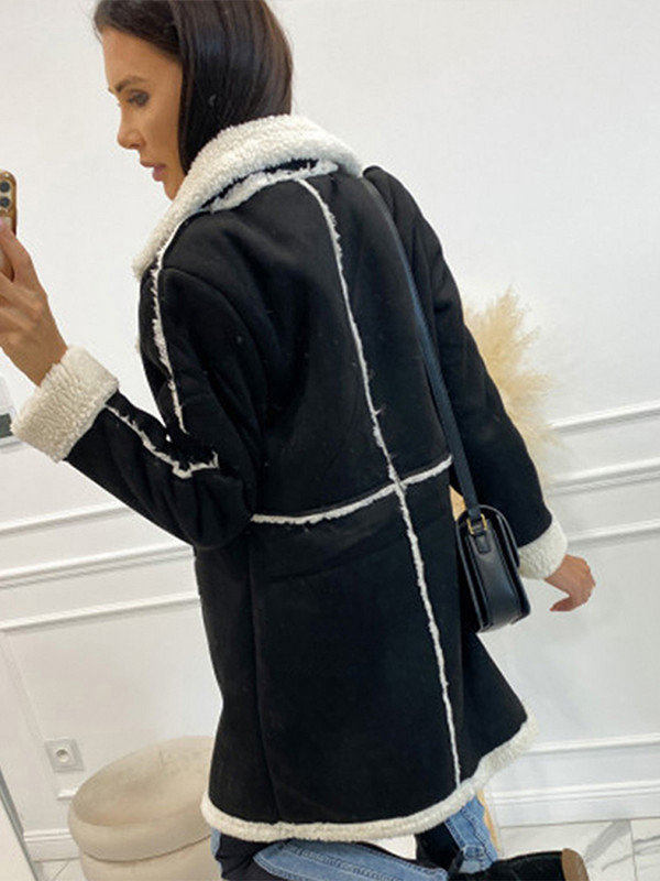 Kaput od umjetne janjeće vune Ženske kapute s dugim rukavima Jesen Zima 2023. Ženski kaputi s dugim rukavima Vintage Trenč jakne