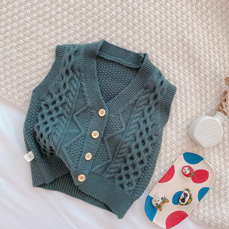 Mazuļu meiteņu puišu veste Džemperis jaciņa mētelis pavasara rudens bērnu apģērbs korejiešu bērniem bez piedurknēm dimanta trikotāžas veste