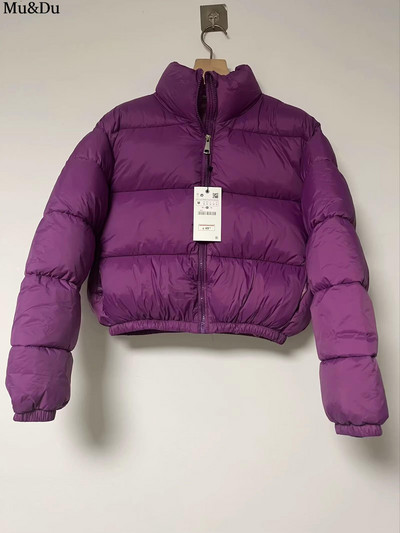 Mu&Du Ženska prevelika jakna s patentnim zatvaračem i stojećim izrezom 2023. Jesen Zima Dugih rukava Ženska topla Dodaj pamučni kaput Ulična odjeća