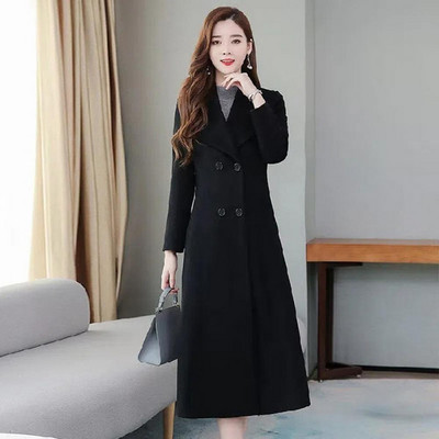Charming Elegant Coat Thickened Woolen Outerwear Long Sleeves Coldproof