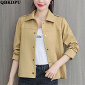 Klasikiniai moteriški atvartai apkarpyti švarkai Laisvalaikio pavasario rudens nauji paltai Korėjietiški ilgomis rankovėmis Ceketler gatvės apranga Laisvi viršutiniai drabužiai Chaqueta