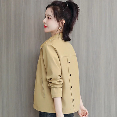 Klasikiniai moteriški atvartai apkarpyti švarkai Laisvalaikio pavasario rudens nauji paltai Korėjietiški ilgomis rankovėmis Ceketler gatvės apranga Laisvi viršutiniai drabužiai Chaqueta