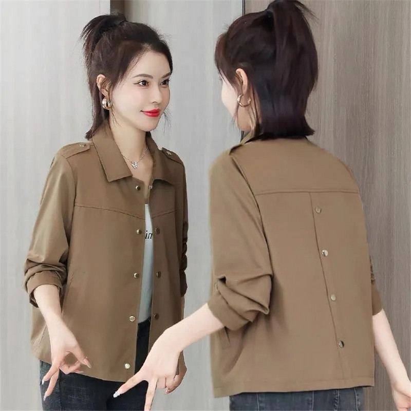 Klasikiniai moteriški atvartai apkarpyti švarkai Laisvalaikio pavasario rudens nauji paltai Korėjietiški ilgomis rankovėmis Ceketler gatvės apranga Laisvi viršutiniai drabužiai Chaqueta