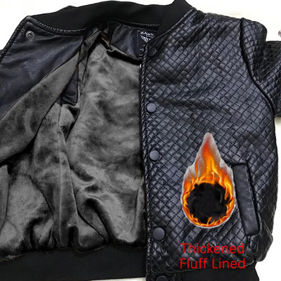 Modna kožna jakna za dječaka Dječja gornja odjeća s džepovima na gumbe Jesen Zima Dječja odjeća za dječake s dlačicama