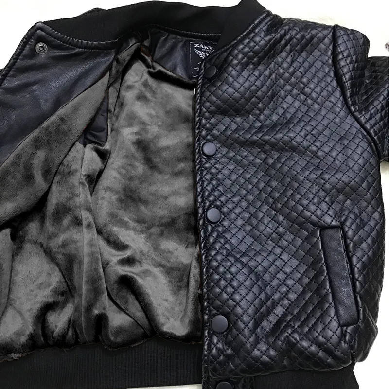 Modna kožna jakna za dječaka Dječja gornja odjeća s džepovima na gumbe Jesen Zima Dječja odjeća za dječake s dlačicama