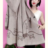 Jesen Zima Novi dvostrani kaput od kašmira s kapuljačom Ženski dugi vuneni kaput velikih veličina Pleteni džemper 5XL za starije majke