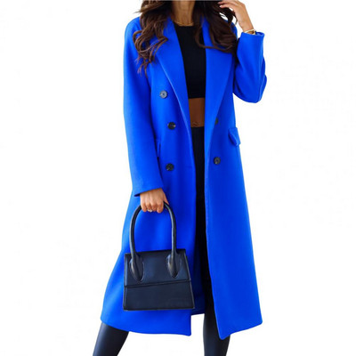 Palton pentru femei, cu mâneci lungi, cu rever, nasturi de culoare uni, menține căldură, lungime medie, antirid, haină de iarnă pentru femei