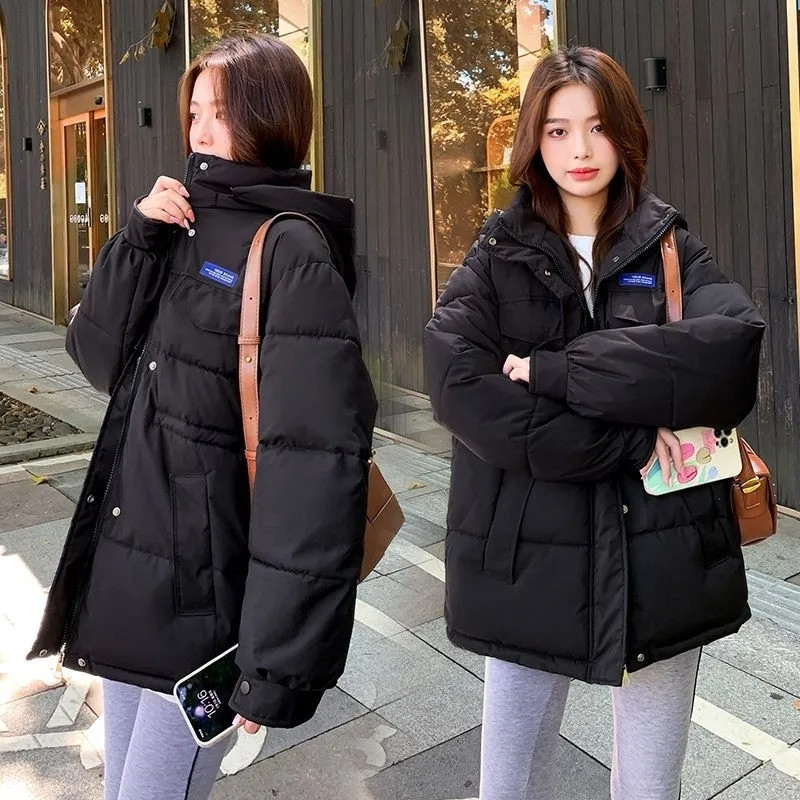 Nova ženska široka pamučno podstavljena jakna iz 2023. Ženski Klein plavi pamučni kaput Zimski topli, deblje parke, kaput s kapuljačom, gornja odjeća veće veličine