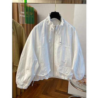 Jachetă de primăvară, scurtă, cu fermoar, vintage, jachetă de vânt pentru femei, cu guler, haină de buzunar, haină de stradă, pentru femei.