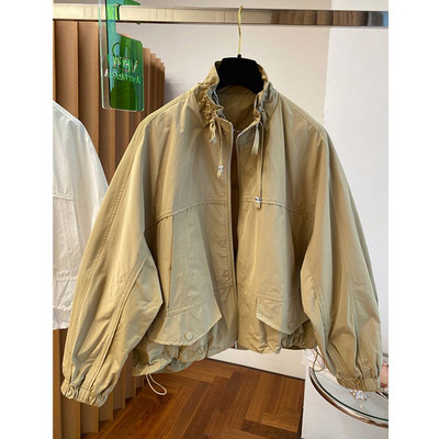 Jachetă de primăvară, scurtă, cu fermoar, vintage, jachetă de vânt pentru femei, cu guler, haină de buzunar, haină de stradă, pentru femei.