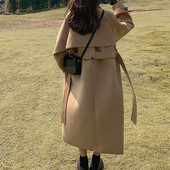 Vuneni kaput Ženska srednje duga odjeća za jesen i zimu 2022. Novi korejski široki vuneni kaput, trenč kaput za žene