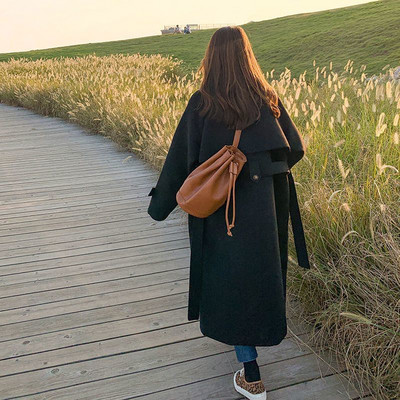 Vuneni kaput Ženska srednje duga odjeća za jesen i zimu 2022. Novi korejski široki vuneni kaput, trenč kaput za žene