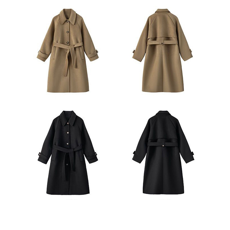 Vuneni kaput Ženska srednje duga odjeća za jesen i zimu 2022. Novi korejski široki vuneni kaput, trenč kaput za žene