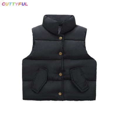 Pievilcīgs bērnu virsdrēbes Ziemas mazulim Solid Bodywarmer Kabatas Veste Meitene Rudens Biezi Mēteļi Bērnu Jaka Veste Apģērbi