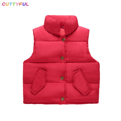 Pievilcīgs bērnu virsdrēbes Ziemas mazulim Solid Bodywarmer Kabatas Veste Meitene Rudens Biezi Mēteļi Bērnu Jaka Veste Apģērbi