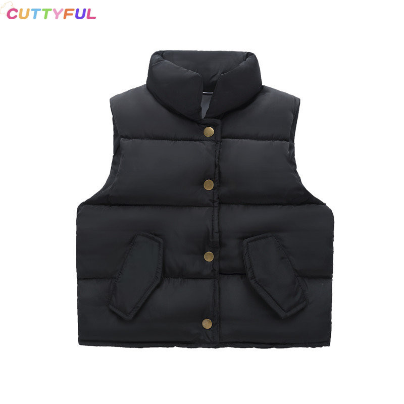 Pievilcīgs bērnu virsdrēbes Ziemas mazulim Solid Bodywarmer Kabatas Veste Meitene Rudens Biezi Mēteļi Bērnu Jaka Veste Apģērbi