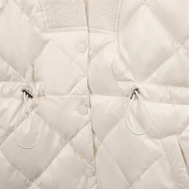 Novi dolazak Jesen Zima Ženska jakna Jednobojna V-izrez Uski kaput s podstavljenim pamukom Ženska šik topla parka Prošivena gornja odjeća