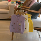 Dječja odjeća za proljeće 2023., prsluk s izvezenim crtanim kardiganom za djevojčice, prsluk za malu djecu, dječji kaputi