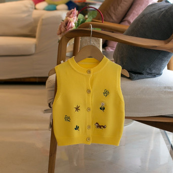 Пролетно детско облекло на 2023 г., момиче, бродирана анимационна жилетка, жилетка, жилетка за малко дете, детски палта