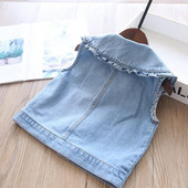 Dječja odjeća Traper prsluk za djevojčice Proljeće ljeto Ležerna traper jakna za djevojčice Bez rukava Dječja gornja odjeća Tinejdžeri Djeca za 6 8