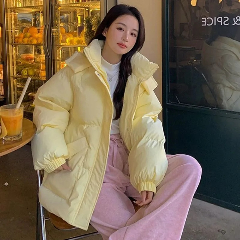 Jachetă coreeană din bumbac cu puf, haină de iarnă pentru femei, 2023, noua modă pentru femei, parkas cu glugă, pardesiu, paltoane groase și calde
