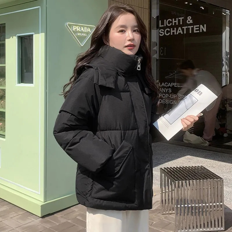 Jachetă coreeană din bumbac cu puf, haină de iarnă pentru femei, 2023, noua modă pentru femei, parkas cu glugă, pardesiu, paltoane groase și calde