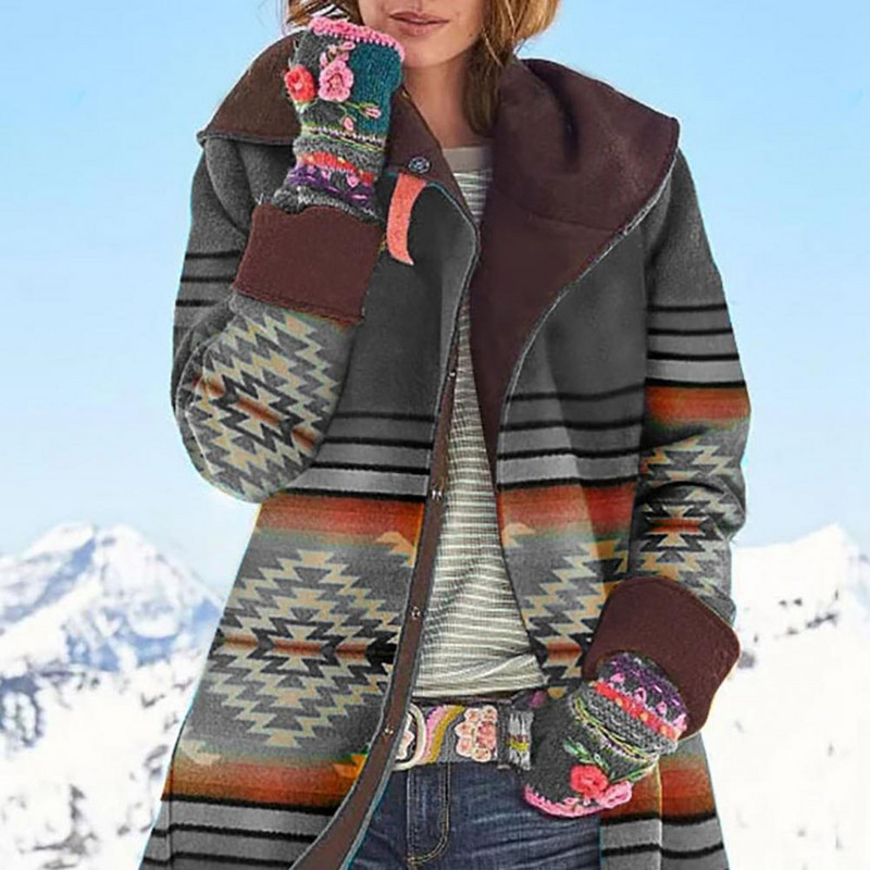 Paltoane elegante pentru doamnă, cu un singur piept, îmbrăcăminte confortabilă, stil etnic, ocazional, șal largi, paltoane vintage pentru ținută zilnică